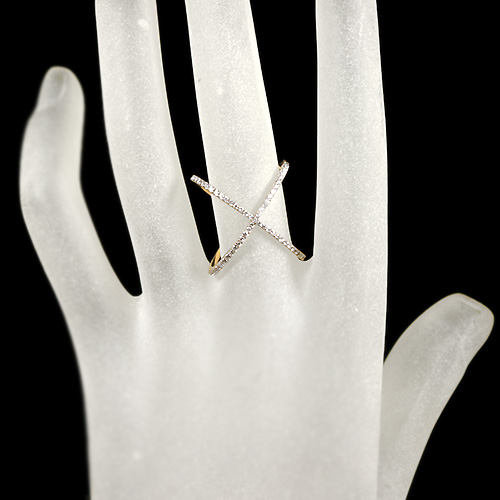 ダイヤモンド 0.3ct ピンクゴールド X リング(指輪)【品質保証書/宝石 