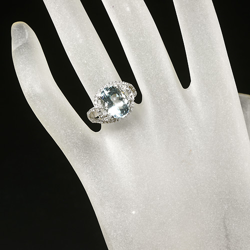 アクアマリン 4.2ct ダイヤモンド ホワイトゴールド リング（指輪