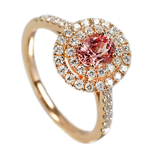 パパラチアサファイア 0.7ct ダイヤモンド ピンクゴールド リング