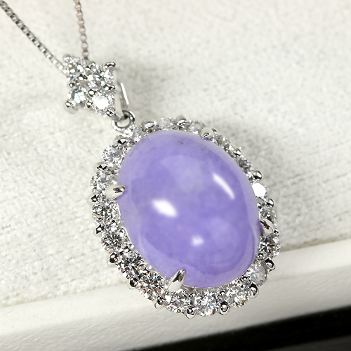 ラベンダー翡翠 6.3ct ダイヤモンド プラチナ ネックレス【品質 ラベンダー翡翠 6.3ct ダイヤモンド プラチナ ネックレス【品質