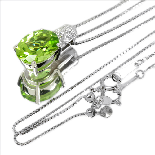 ペリドット 3.2ct ダイヤモンド プラチナ ネックレス【品質保証書/宝石  