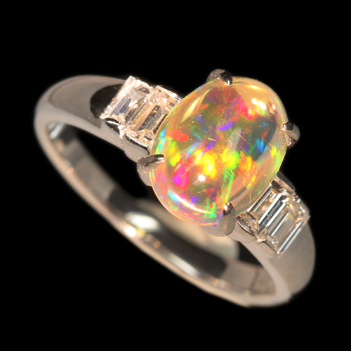 メキシコ産ウォーターオパール 約8ct ダイヤモンド プラチナ