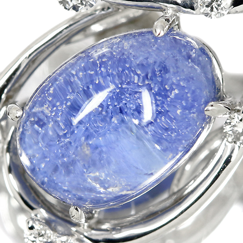 デュモルチェライト イン クォーツ 2.8ct ダイヤモンド プラチナ 
