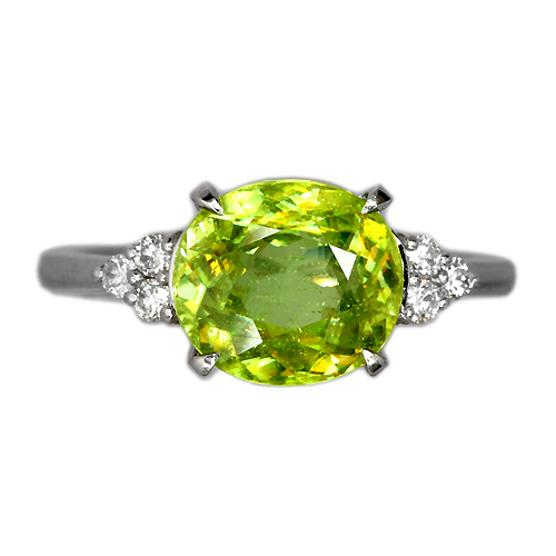 スフェーン 3.0ct ダイヤモンド プラチナ リング（指輪）【品質