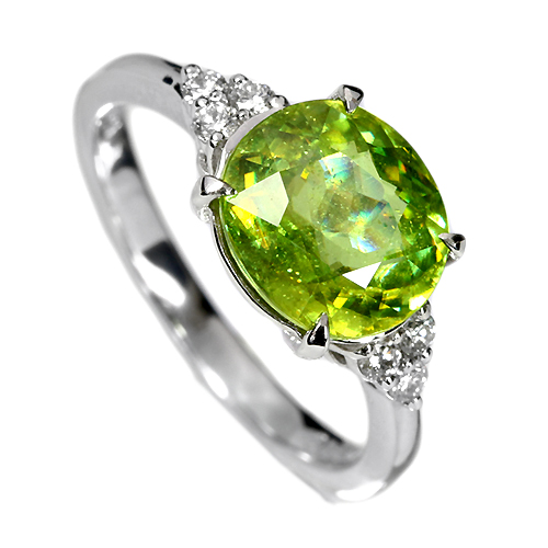 スフェーン 3.0ct ダイヤモンド プラチナ リング（指輪）【品質