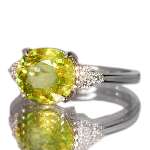 スフェーン 3.0ct ダイヤモンド プラチナ リング（指輪）【品質