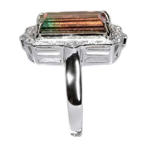 バイカラートルマリン 6.49ct ダイヤモンド プラチナ リング(指輪