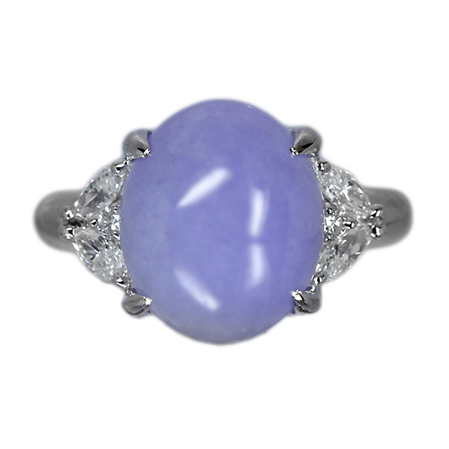 ラベンダー翡翠 6.8ct ダイヤモンド プラチナ リング(指輪