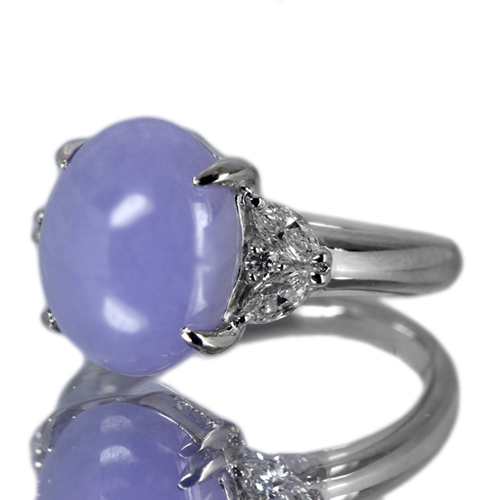 ラベンダー翡翠 6.8ct ダイヤモンド プラチナ リング(指輪)【品質