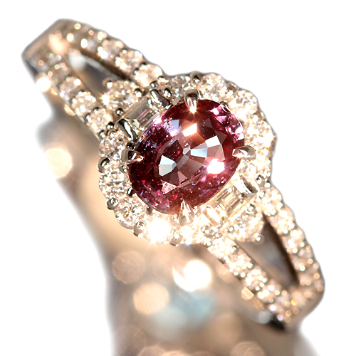カラーチェンジガーネット 0.7ct ダイヤモンド プラチナ リング（指輪