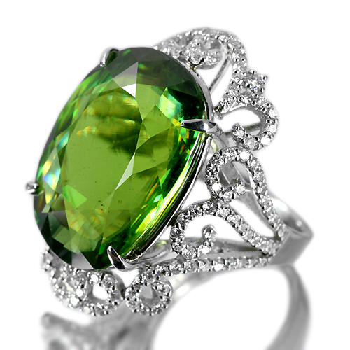 専用JF211★高級 スフェーン2.74ct ダイヤ リング 鑑付 スフェーン 21.2ct ダイヤモンド プラチナ リング（指輪）【品質