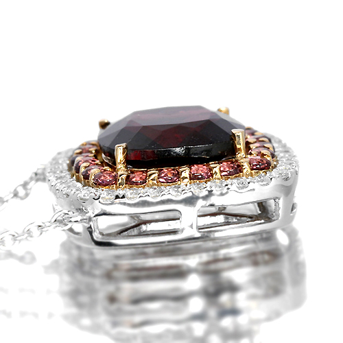 ネックレス ロードライト ガーネット ダイアモンド ロードライトガーネット 12ct ダイヤモンド 0.2ct プラチナ