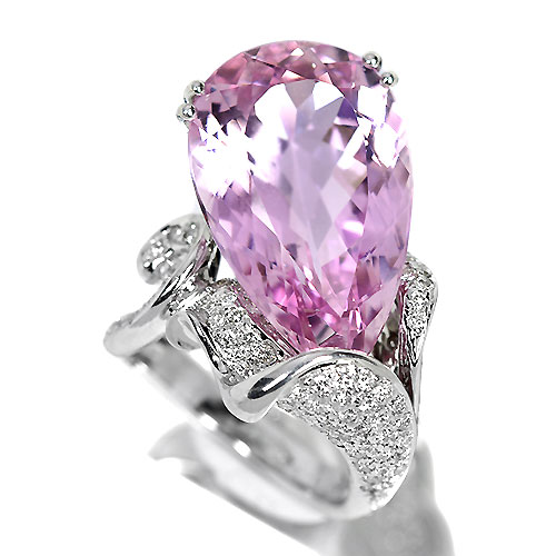 クンツァイト 18.8ct ダイヤモンド ホワイトゴールド リング（指輪