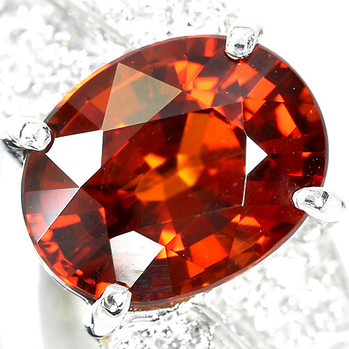 スペサタイトガーネット 3.6ct ダイヤモンド プラチナ リング（指輪