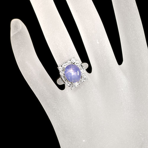 スターサファイア 6.9ct ダイヤモンド プラチナ リング（指輪）【品質 