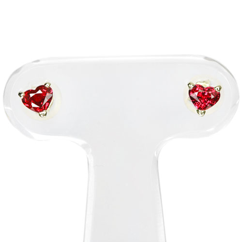 ルビー 0.56ct ハートシェイプ イエローゴールド ピアス【品質
