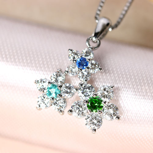 アウイナイトパライバトルマリンガーネットダイヤモンド ネックレス