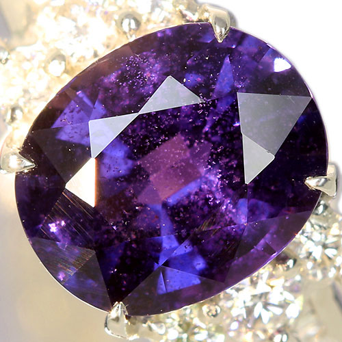 非加熱カラーチェンジサファイア 2.87ct ダイヤモンド プラチナ リング