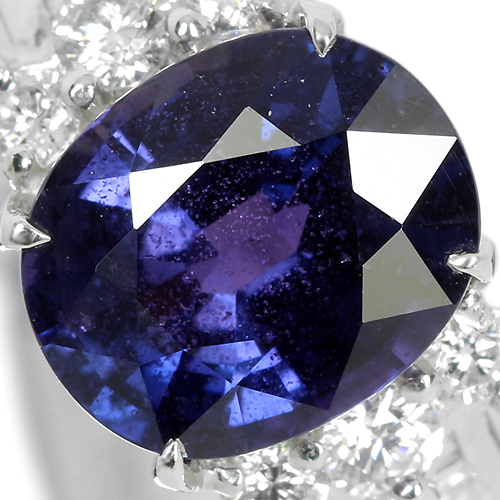 非加熱カラーチェンジサファイア 2.87ct ダイヤモンド プラチナ リング