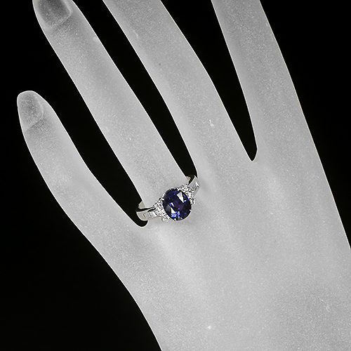 非加熱カラーチェンジサファイア 2.87ct ダイヤモンド プラチナ リング