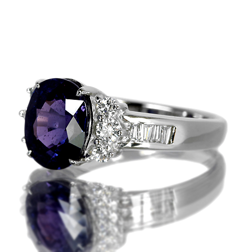 非加熱カラーチェンジサファイア 2.87ct ダイヤモンド プラチナ リング