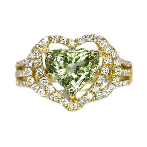 ミントガーネット 3.25ct ハートシェイプ ダイヤモンド イエロー