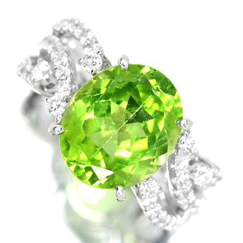 ペリドット 5.31ct ダイヤモンド プラチナ リング（指輪）【品質保証書/宝石鑑別書付】