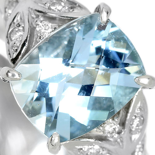 アクアマリン 2.3ct ダイヤモンド プラチナ リング（指輪）【品質 