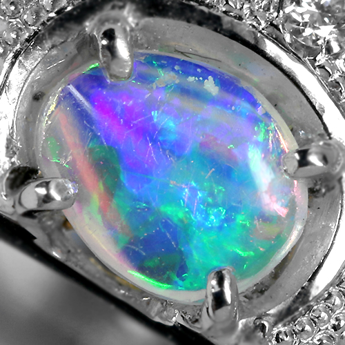 オパール 0.46ct ダイヤモンド ホワイトゴールド リング（指輪