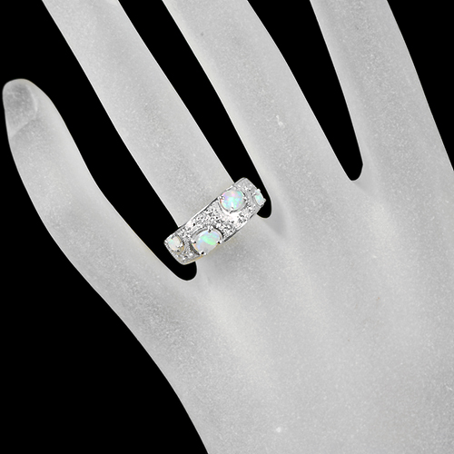 オパール 0.46ct ダイヤモンド ホワイトゴールド リング（指輪