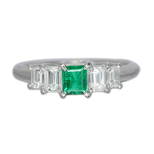 コロンビア産エメラルドダイヤモンドリング EM 0.73ct D 0.13ct