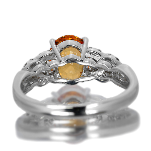 マンダリンガーネット 2.24ct ダイヤモンド プラチナ リング