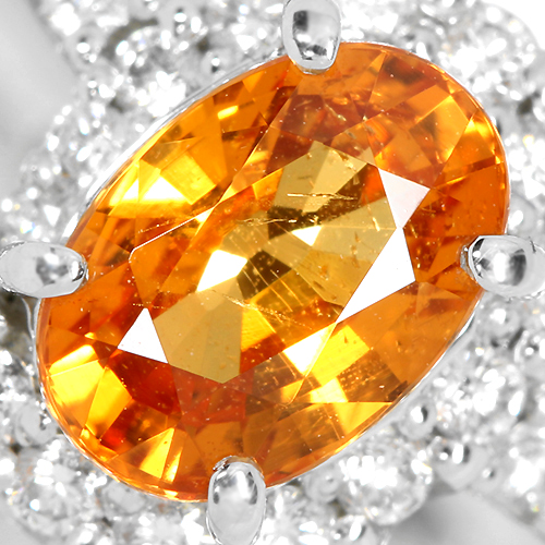マンダリンガーネット 1.35ct ダイヤモンド プラチナ リング（指輪 
