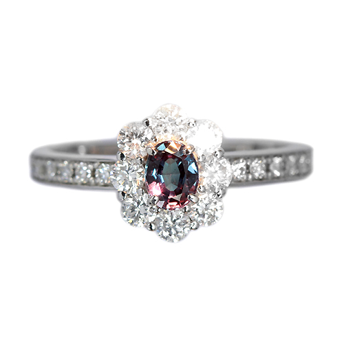 ブラジル産アレキサンドライト 0.31ct ダイヤモンド プラチナ リング 
