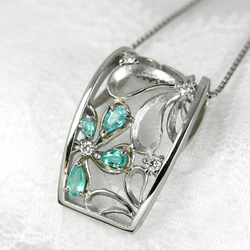 ブラジル産パライバトルマリン 0.65ct ダイヤモンド プラチナ 