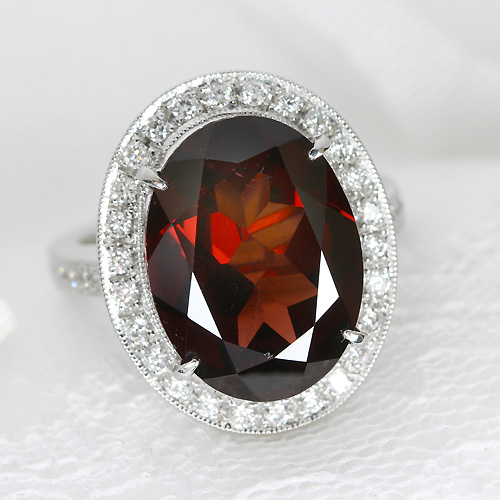 ガーネット 9.4ct ダイヤモンド プラチナ リング（指輪）【品質