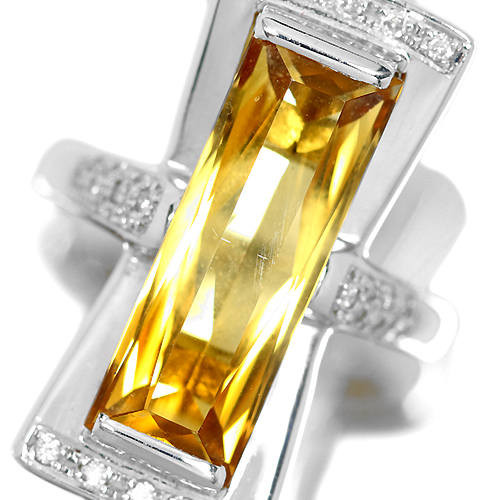 シトリン 7.2ct ダイヤモンド プラチナ リング（指輪）【品質保証書