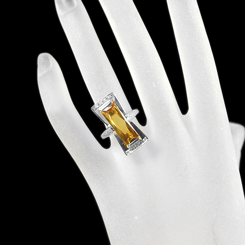 シトリン 7.2ct ダイヤモンド プラチナ リング（指輪）【品質保証書