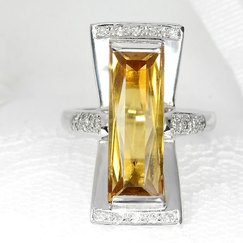 シトリン 7.2ct ダイヤモンド プラチナ リング（指輪）【品質保証書