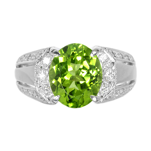 ペリドット 3.43ct ダイヤモンド プラチナ リング（指輪）【品質