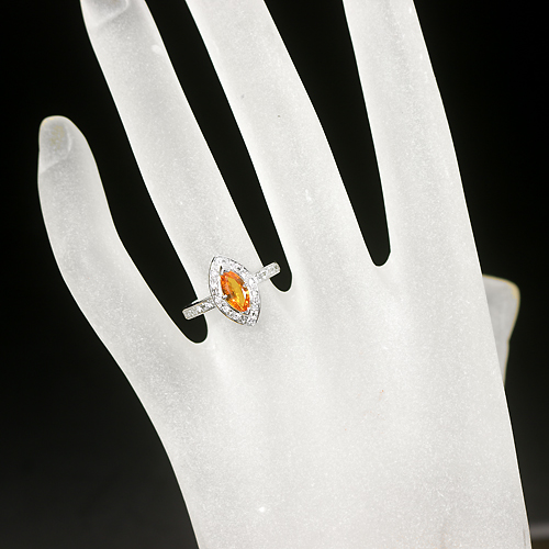 オレンジサファイア 0.9ct ダイヤモンド プラチナ リング（指輪