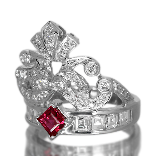 ルビー 0.5ct ダイヤモンド プラチナ リング（指輪）【品質保証書/宝石 