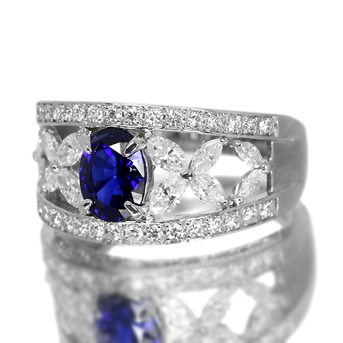 ロイヤルブルーサファイア 0.9ct ダイヤモンド プラチナ リング（指輪 