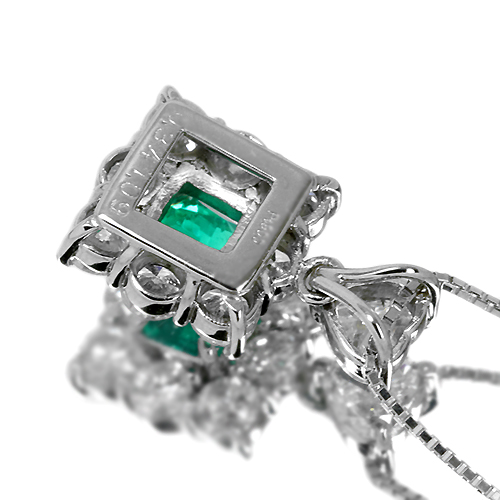 コロンビア産エメラルド 0.34ct ダイヤモンド プラチナ ネックレス 