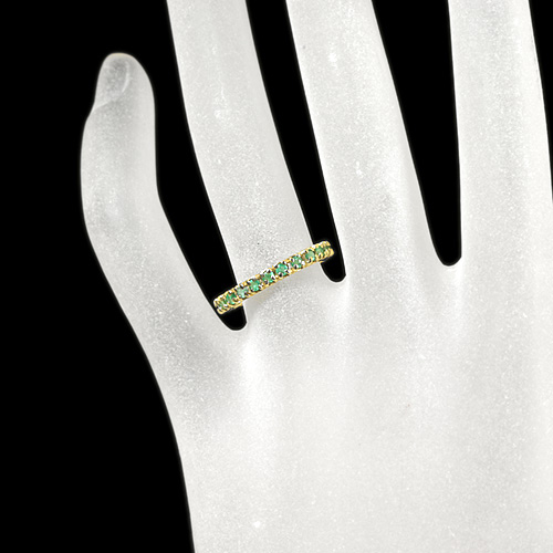 エメラルド 1ct イエローゴールド フルエタニティ リング（指輪