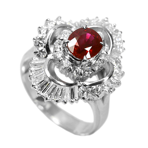ルビー 1.68ct ダイヤモンド プラチナ リング（指輪）【品質保証書