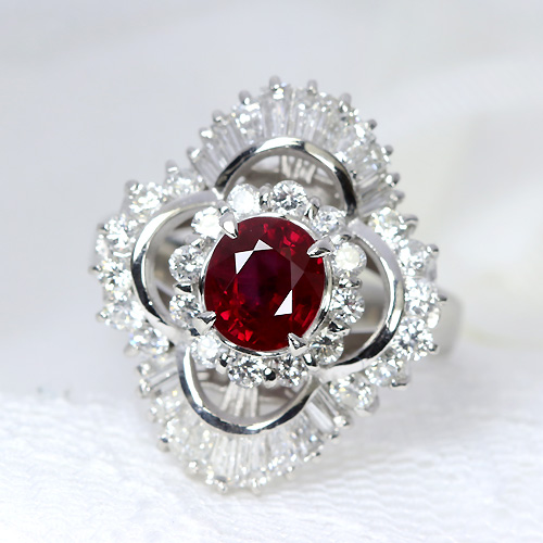 ルビー 1.68ct ダイヤモンド プラチナ リング（指輪）【品質