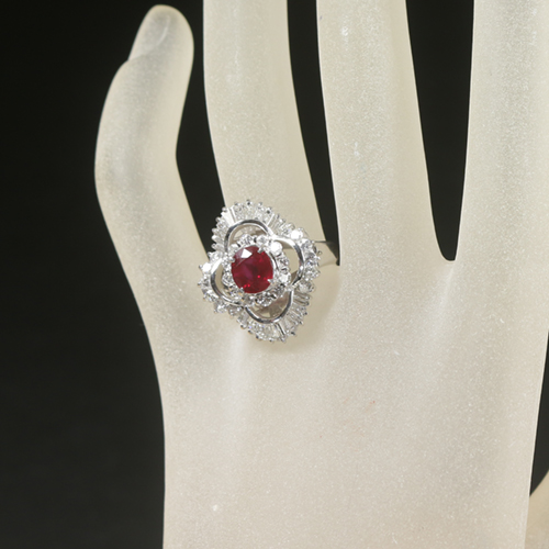 ルビー ダイヤモンド プラチナ リング ルビー 1.68ct ダイヤモンド プラチナ リング（指輪）【品質保証書