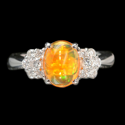 専用JG289★高級 ファイヤーオパール0.98ct ダイヤ pt ヘッド ソ付 ファイヤーオパール(宝石名ファイヤー・オパール) メキシコ産