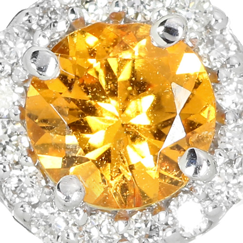 マンダリンガーネット 0.31ct ダイヤモンド プラチナ ネックレス【品質 